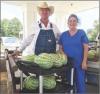 George Echols donates watermelons to Golden Villa and is pictured with Pam Romanick